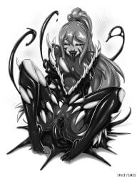 1girls black_lipstick crossover female female_only huge_ass huge_breasts marvel metroid nipples pussy samus_aran she-venom spacen'cakes spider-man_(series) symbiote thick_thighs tongue_out venom_(marvel) wide_hips