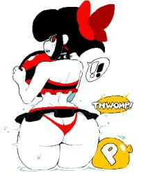 ass ass_expansion big_ass black_hair bottom_heavy dizzyspells expansion femboy girly male mario_(series) microskirt miniskirt p-balloon power_up red_eyes red_ribbon scythe_(dizzyspells) skirt solo super_mario_world swimsuit thigh_expansion thong