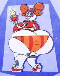 ass_bigger_than_head ass_cleavage ass_focus ass_window baby_(fnafsl) backboob big_ass big_breasts circus_baby circus_baby_(fnaf) clothed female female_only five_nights_at_freddy's five_nights_at_freddy's:_sister_location huge_ass huge_breasts ice_cream no_bra robot robot_girl scrumdiddlypop showing_off sideass underboob