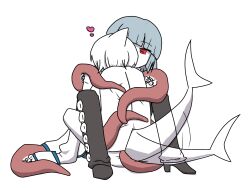 1boy blue_hair cuntboy feminine_cuntboy fukami_(wadanohara) funamusea heart intersex red_eyes sal_(wadanohara) sex shark shark_fin shark_tail tentacle tola_niji wadanohara_and_the_great_blue_sea white_hair yaoi