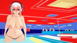 3d colorful_background headphones koikatsu large_breasts mike_oxlong nipples nitroplus panties pink_hair self_upload smile super_sonico