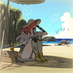 ! 1_arm 1girls beach big_ass bottomless elden_ring female female_only fromsoftware giant_crab_(elden_ring) light-skinned_female malenia_blade_of_miquella milf nayamanx prosthetic_legs red_hair tarnished thick_thighs wholesome