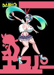 bimbo covered_nipples crossover dalpheushills female hatsune_miku hatsune_miku_(psychic-type_trainer) high_heel_sneakers high_heels huge_ass huge_breasts midriff navel navel_piercing nipple_piercing nipples pokemon project_voltage revealing_clothes thick_thighs vocaloid wide_hips