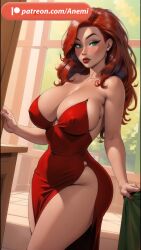 1girls 2d ai_generated anemi big_ass big_breasts big_butt breasts bubble_butt curvy_body curvy_female curvy_hips female female_focus female_only green_eyes hair hourglass_figure huge_ass huge_breasts jessica_rabbit long_hair mature_female milf red_hair solo solo_female strapless_dress who_framed_roger_rabbit wide_hips