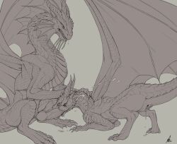 2022 animal_genitalia anus ass ass_up bahamut_(dnd) barbel_(anatomy) bodily_fluids cheek_frill cheek_spikes clawed_feet claws crestfallenartist crouching cum cum_string cumshot digital_media_(artwork) digitigrade dorsal_frill dragon dungeons_and_dragons duo ejaculation elbow_frill facial_spikes fellatio_from_feral female feral frill_(anatomy) genital_fluids genital_slit genitals hi_res horn knot larger_male licking line_art long_neck male male/female membrane_(anatomy) membranous_frill membranous_wings monochrome open_mouth oral orgasm orgasm_face penile penis penis_lick presenting presenting_hindquarters pussy pussy_juice ridged_penis scalie sex simple_background sitting size_difference slit smaller_female spiked_penis spikes spikes_(anatomy) teeth tongue tongue_out western_dragon wings