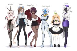 2d big_breasts blinda blue_eyes bunnerdette bunny_ears bunny_girl bunny_tail bunnysuit cat_ears cat_tail devil_wings face_markings grey_hair long_hair maid onivia pestina plug_suit pokatie red_eyes shortstack small_breasts virtual_youtuber vyugen white_hair woodjelina_julie yoclesh