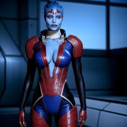 1girls ai_generated alien alien_female alien_girl angelina_jolie blue_body blue_eyes blue_lips blue_skin female_only mass_effect samara solo solo_female solo_focus weirdguy564