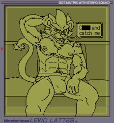 anthro brand_parody bulge clothed clothing furniture game_boy game_boy_color game_boy_family game_console hi_res jockstrap jockstrap_only lewd_latte luxray male nintendo pokémon sofa solo topless underwear underwear_only