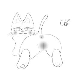 2d_animation absurd_res animated anus bedroom_eyes blush domestic_cat felid feline felis female feral genitals glop hi_res line_art mammal monochrome narrowed_eyes pussy seductive solo tail twerking