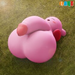 1male 3d_(artwork) ball_with_hyper_features balls_on_floor balls_on_ground balls_touching_floor closed_eyes eyes_closed fat_balls grass grass_field huge_balls huge_cock huge_penis hyper_balls hyper_cock hyper_penis kirby kirby_(series) laying_down laying_on_back laying_on_ground male male_only massive_balls massive_penis mouth_open onyxsplash penis_on_balls pink_body pleasure_face pleasured pleasured_male precum precum_drip precum_on_penis small_but_hung small_male solo solo_male thick_balls thick_penis waddling_head