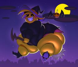 1girls 2023 animatronic animatronic_female anthro avian bat_wings bbw beakless big_ass black_sclera bottom_heavy chicken chicken_girl chubby_cheeks chubby_female cupcake_(fnaf) dark_lighting double_chin fat fat_arms fat_ass fat_legs fat_thighs female female_anthro female_focus five_nights_at_freddy's five_nights_at_freddy's_2 flying_broom full_moon grin halloween halloween_costume halloween_theme huge_ass huge_thighs mintrimo overweight overweight_anthro overweight_female panties partially_clothed pink_panties pointy_shoes purple_sky sharp_teeth squishy_ass ssbbw thick_ass thick_thighs thighs toy_chica_(fnaf) white_iris witch_costume witch_hat