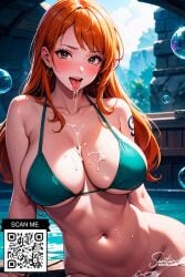 ai_generated breasts cum cum_in_mouth female female_only nami nami_(one_piece) one_piece post-timeskip savitar