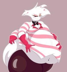 angel_dust_(hazbin_hotel) big_belly bloocherrypie chubby chubby_male fat front_view hazbin_hotel solo tagme