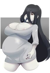 1girls 2d big_breasts breasts female female_only gigantic_breasts large_breasts palitexx pregnant solo the_ring yamamura_sadako