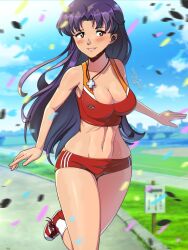 2d arwald breasts female female_only misato_katsuragi neon_genesis_evangelion purple_hair solo