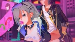 caelus_(honkai:_star_rail) calling chewing_gum doggy_style eyewear_on_head grey_hair honkai:_star_rail hoyoverse jiggling_ass kafka_(honkai:_star_rail) silver_wolf_(honkai:_star_rail) skebe555