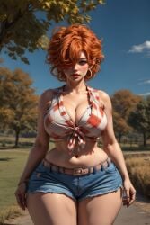 ai_generated blush cartoon_network cleavage ed_edd_n_eddy huge_breasts kanker_sisters lee_kanker midriff realistic red_hair seductive_look the_hotshot thick_thighs wide_hips