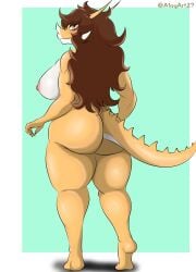 absurd_res aloy27 anthro ass big_breasts big_butt breasts dinosaur female goodbye_volcano_high hi_res huge_butt humanoid reptile rosa_(gvh) scalie slightly_chubby snoot_game solo thick_thighs