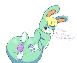 anal_juice anal_object_insertion bunny_boy egg_laying femboy gay riderrr sasha_(animal_crossing)