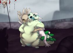 chubby fan_character fat groping rain_world scavenger_(rain_world) slugcat squish thighs