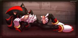 anthro balls black_body black_fur black_nose boots chest_tuft clothing eulipotyphlan footwear fur genitals gloves handwear hedgehog male male_only mammal penis pinup pose red_eyes red_stripes rings_on_arms rings_on_legs seductive sega shadow_the_hedgehog skeletalheart smile solo sonic_(series) sonic_the_hedgehog_(series) stripes teeth tuft white_chest_tuft white_clothing white_gloves white_handwear wink winking_at_viewer