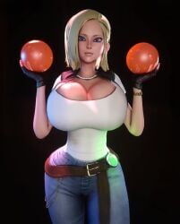 1girls 3d 3d_animation 4:5 alternate_breast_size android_18 animated areolae belt blonde_hair blue_eyes bouncing_breasts breasts_bigger_than_head breasts_out cleavage dragon_ball dragon_ball_(object) dragon_ball_z female female_only gigantic_breasts holding_object hourglass_figure huge_breasts jeans looking_at_object looking_at_viewer shorter_than_30_seconds small_waist solo solo_female tagme thin_waist upper_body vaako vertical_video video walking wasp_waist wide_hips