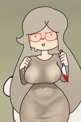 big_breasts dress ghost_girl hips k2d knife looking_at_viewer my_ghost_friend see-through_clothing susie_(dsand) sweatdrop tight_clothing