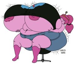 adventure_time love_handles muffin_top nipple_bulge nipple_slip nipples_visible_through_clothing overweight overweight_female princess_bubblegum scientist sitting stool tight_clothing wack-man wardrobe_malfunction weight_gain