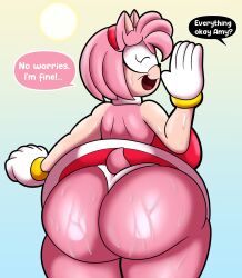 1girls amy_rose anthro ass ass_focus back_view backboob bracelet breasts closed_eyes clothed dress english_text female female_focus female_only furry gloves hairband hedgehog hedgehog_humanoid hips large_ass large_breasts no_bra panties pink_fur pink_hair public public_nudity sega sideass someth1ngoranother sonic_(series) sonic_the_hedgehog_(series) sun sweat sweaty sweaty_ass sweaty_butt text thick_thighs thighs underass underwear upskirt wardrobe_malfunction wide_hips