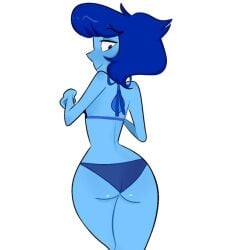 1girls 2d ass bikini blue_bikini blue_body cartoon_network female female_only gem_(species) lapis_lazuli_(steven_universe) looking_back mochakitkat solo steven_universe thick thick_ass thick_thighs white_background