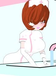 1_eye 1girls 3d 3d_model animated auburn_hair bandage bandage_over_one_eye bandaged_arm bandages big_breasts blush curvy female female_only freckles freckles_on_face gif haneyana hospital huge_breasts long_gloves nurse nurse_cap nurse_uniform orange_eyes orange_hair pink_lipstick self_upload short_hair short_sleeves solo solo_female voluptuous washing_hands wide_hips