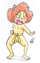 anthro arthur_(series) belt feline female female_only karate nude nude_female pussy reddragonkan stance sue_ellen_armstrong traditional_media_(artwork)