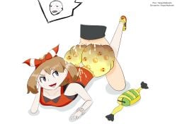 1boy 1girls alternate_breast_size ass assjob back bandana big_ass bike_shorts blue_eyes breasts brown_hair buttjob censored clothed clothed_female_nude_male clothed_sex clothing covered_assjob covered_buttjob dark-skinned_male dark_skin diaper ejaculation eye_contact female femdom from_behind game_freak gloves half-closed_eyes highres hip_focus huge_ass human human_only large_breasts looking_at_viewer looking_back male may_(pokemon) may_(pokemon_oras) messy_diaper mosaic_censoring motion_lines nintendo outercourse penis pokemon pokemon_oras pov reverse_cowgirl_position rubbing scat shirt shorts sideboob simple_background sitting smile source_request straight tan thick_thighs trembling veins veiny_penis wet wet_diaper wide_hips