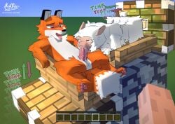 1boy ambiguous_gender anthro belly blocky_body boat bodily_fluids bovid canid canine caprine contraption_concept cum cum_drip cum_in_mouth cum_inside day dripping duo eye_contact fellatio fox fox_(minecraft) fucking_machine fur genital_fluids grass hi_res light looking_at_another machine male male/ambiguous mammal microsoft minecraft minecraft_block minecraft_sheep's_fuck_redstone_machine minecraft_sheep_fucker mojang oral orange_body orange_fur page_5 pawpads paws penile piston_(minecraft) plant sex shaded sheep sheep_(minecraft) sky storm_(artist) sunlight sweat vehicle voyeur watercraft white_belly white_body white_fur xbox_game_studios