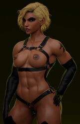 1girls 3d 3d_model abdomen abs angry angry_face arm_up armpit big_breasts blizzard_entertainment blonde_hair breasts breasts_out dark-skinned_female dark_hair dark_skin dominant_female dominatrix egyptian egyptian_female facing_viewer female female_only female_protagonist fit fit_female gloves harness heroine high_heels human large_breasts leather leather_gloves leather_harness looking_at_viewer mean_look menacing muscle_worship muscles muscular_arm muscular_arms muscular_legs overwatch pharah pinup_(style) pinup_pose solo stockings tanned tanned_female tanned_skin thighs wet_body