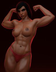 1girls 3d 3d_model abdomen abs angry_face arm_up armpit big_breasts bikini bikini_bottom black_hair blizzard_entertainment breast_implants breasts breasts_out dark-skinned_female dark_hair dark_skin egyptian egyptian_female facing_viewer female female_only female_protagonist fit fit_female gloves heroine high_heels human large_breasts looking_at_viewer menacing muscle_girl muscle_worship muscled muscles muscular_arm muscular_arms muscular_female muscular_legs overwatch pharah pinup_(style) pinup_pose short_hair tanned tanned_female tanned_skin thighs wet_body