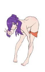 1girls absurdres ass barefoot bent_over breasts completely_nude female female_only fire_emblem fire_emblem:_three_houses fire_emblem_warriors:_three_hopes grimmelsdathird hair_bun hair_over_one_eye highres medium_breasts nintendo nude one_eye_covered purple_eyes purple_hair shez_(female)_(fire_emblem) shez_(fire_emblem) single_hair_bun solo v v_sign