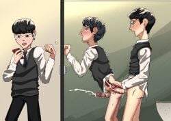 2boys 3boys cum cum_inside gay league_champions_korea league_of_legends male outdoors penis scanner school_uniform schoolboy skinny solo_male toony young