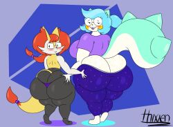 anthro ass_cleavage big_ass big_breasts braixen breasts bubble_butt butt_crack fat huge_ass irene_(thixxen) pachirisu pokémon_(species) pokemon pokemon_(species) thick_thighs thixxen wide_hips