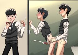 2boys 3boys cum cum_inside gay league_champions_korea league_of_legends male outdoors penis school_uniform schoolboy skinny toony young