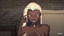 big_ass big_breasts big_butt blonde_hair dark-skinned_female dark_skin demon_girl derpixon fandeltales herzha herzha_(seductress_form) looking_at_viewer shapeshifter shapeshifting smiling_at_viewer wide_hips