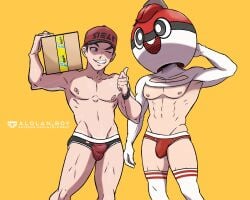 alolan_boy ball_guy_(pokemon) bulge courier_(pokemon) hat light-skinned_male light_skin male male_only mask masked masked_male pokemon pokemon_ss pokemon_sv pokemon_trainer underwear underwear_bulge