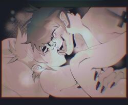 2d_(gorillaz) black_and_white c0tt00n gorillaz kissing long_nails long_tongue male_only murdoc_niccals