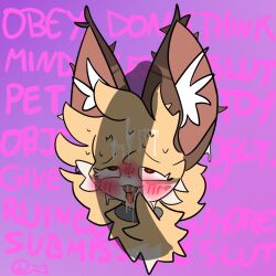 <3_eyes ahe_gao anthro blush bodily_fluids cum cum_in_mouth cum_inside cum_on_face danio_1 dirty_talk feral genital_fluids genitals heart looking_pleasured male male/male penis solo