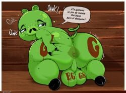 1boy anal angry_birds animal_humanoid anthro anus ass backsack balls bent_over big_balls big_butt covenantrt_(artist) domestic_pig feral gay genitals green_balls green_body green_perineum green_skin hi_res huge_balls huge_butt humanoid looking_back male male_only mammal mammal_humanoid perineum pig_(angry_birds) presenting presenting_hindquarters rovio_entertainment solo spanish_text spread_butt spreading suid suid_humanoid suina suina_humanoid sus_(pig) text translated zoinkgd