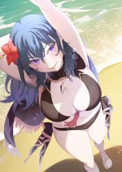 alternate_costume bikini black_bikini black_swimsuit breasts byleth_(female)_(summer)_(fire_emblem) byleth_(fire_emblem) byleth_(fire_emblem)_(female) female female_only fire_emblem fire_emblem:_three_houses fire_emblem_heroes karakamayo nintendo official_alternate_costume solo swimsuit