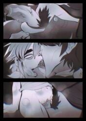 2d_(gorillaz) bite_marks black_and_white black_hair c0tt00n cuntboy cuntboy/male cuntboy_penetrated dominant drool erection foreskin gorillaz holding_face intersex kissing male murdoc_niccals partially_clothed partially_retracted_foreskin penis precum_drip pubic_hair pussy short_hair stomach_bulge submissive tears tongue_out uncircumcised unzipped_pants vaginal_penetration veiny_penis white_eyes