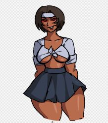 dark-skinned_female king_of_fighters kusanagi_(kof) royalmilk20 rule63 rule_63 short_hair skirt snk thick_thighs underboob wide_hips