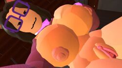 big_breasts black_hair cat_ears female glasses huge_breasts nipples plump pussy rec_room recroom recroom-nsfw thick vr