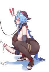 1futa balls big_balls big_breasts big_penis blue_hair breasts censored clothed clothing crotchless crouching cum ejaculation elbow_gloves erection futa_only futanari futasub ganyu_(genshin_impact) genshin_impact gloves horny huge_breasts huge_cock humanoid humanoid_penis leash leotard light-skinned_futanari light_skin masturbation mostly_clothed orgasm penis penis_out plump simple_background solo squatting thick_thighs thighs tinnies tongue tongue_out two-handed_masturbation wide_hips